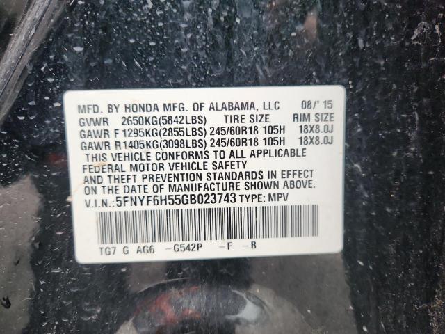 2016 HONDA PILOT EXL 5FNYF6H55GB023743