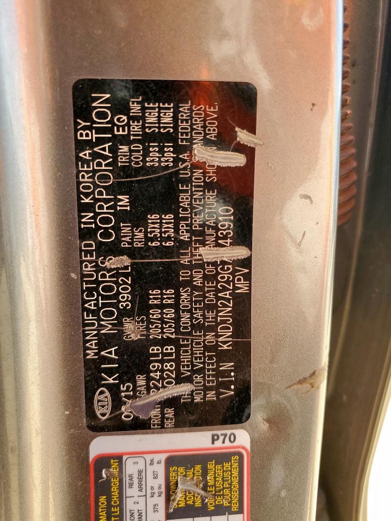 2016 KIA SOUL KNDJN2A29G7243910