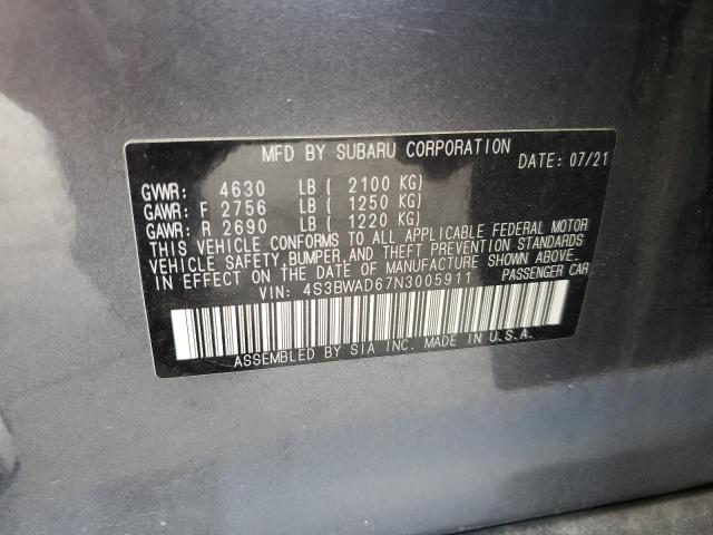2022 SUBARU LEGACY PRE 4S3BWAD67N3005911