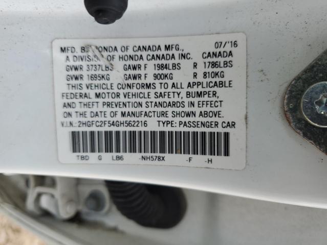 2016 HONDA CIVIC LX 2HGFC2F54GH562216