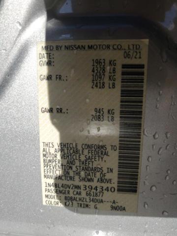 2021 NISSAN ALTIMA SV 1N4BL4DV2MN394340
