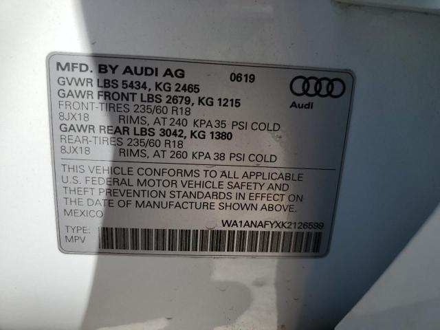 2019 AUDI Q5 PREMIUM WA1ANAFYXK2126599