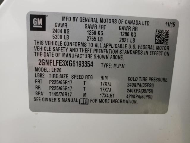 2016 CHEVROLET EQUINOX LT 2GNFLFE3XG6193354