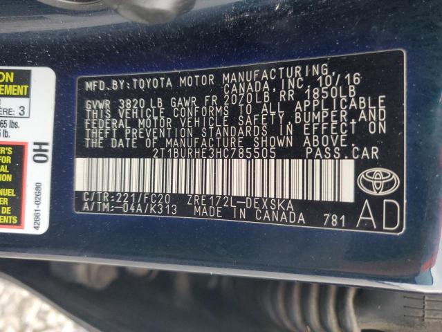 2017 TOYOTA COROLLA L 2T1BURHE3HC785505