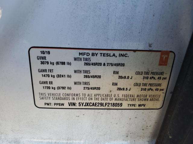 2020 TESLA MODEL X 5YJXCAE29LF218059