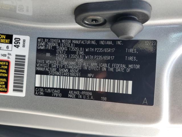 2024 TOYOTA SIENNA XLE 5TDYRKEC4RS188281