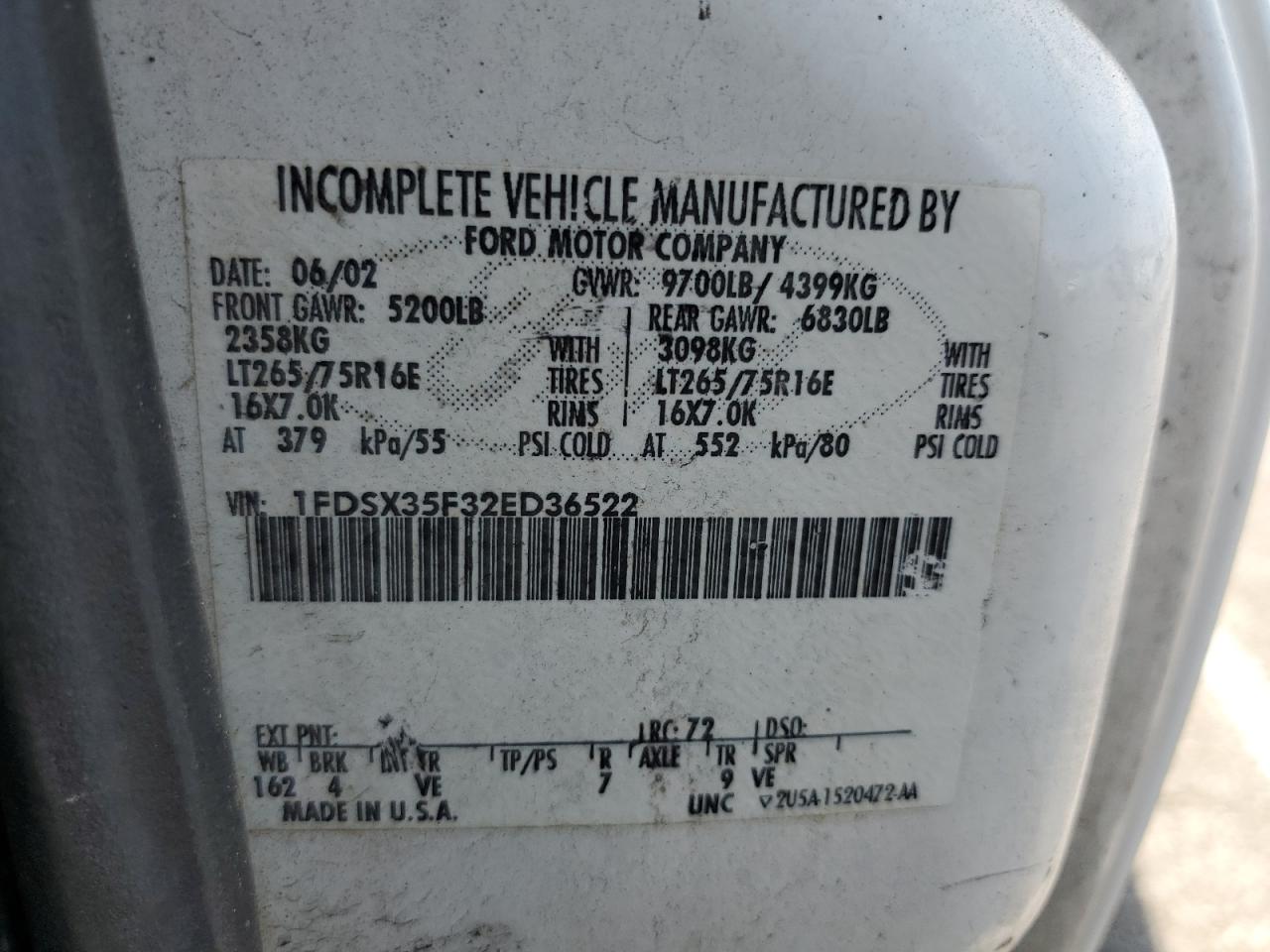 Lot #3308388318 2002 FORD F350 SRW S