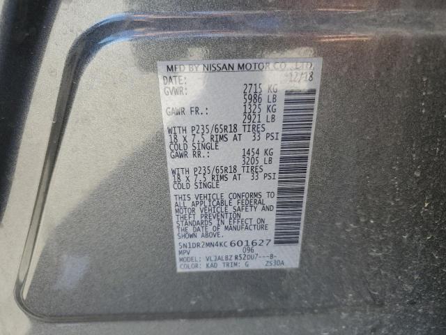 2019 NISSAN PATHFINDER 5N1DR2MN4KC601627