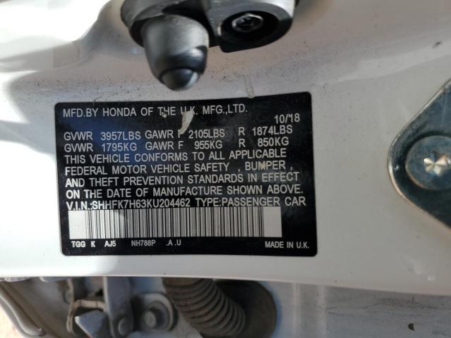 2019 HONDA CIVIC EX SHHFK7H63KU204462