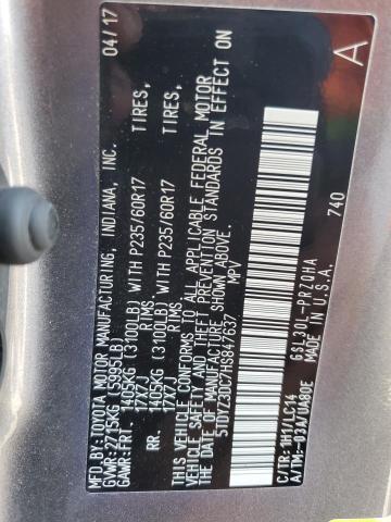 2017 TOYOTA SIENNA XLE - 5TDYZ3DC7HS847637