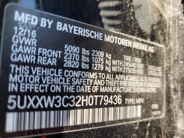 2017 BMW X4 XDRIVE2 5UXXW3C32H0T79436