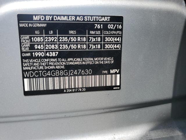 2016 MERCEDES-BENZ GLA 250 4M WDCTG4GB8GJ247630