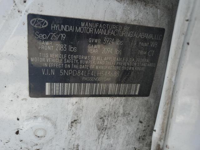 2020 HYUNDAI ELANTRA SEL 5NPD84LF4LH543683