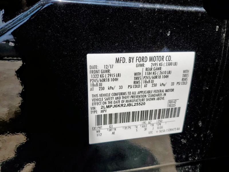 2018 LINCOLN MKX SELECT 2LMPJ6KR2JBL25520