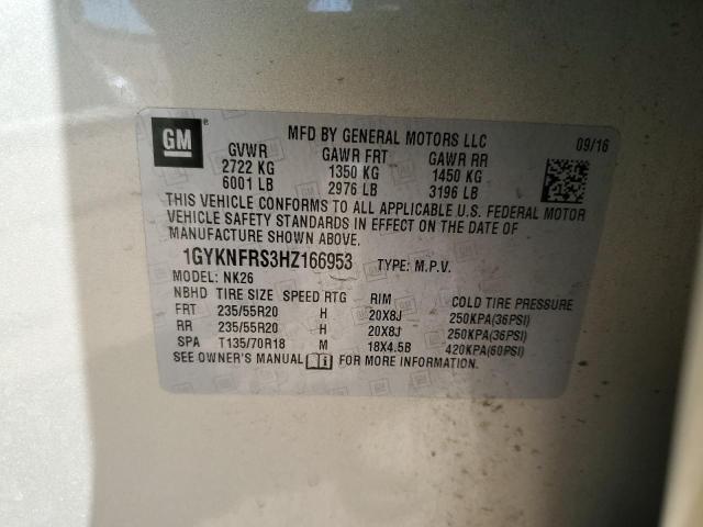 2017 CADILLAC XT5 PLATINUM 1GYKNFRS3HZ166953