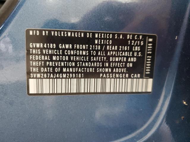 2016 VOLKSWAGEN JETTA S 3VW267AJ4GM299181