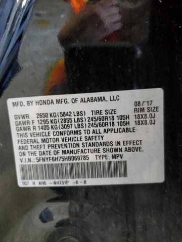 2017 HONDA PILOT EXLN 5FNYF6H75HB069785