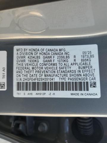 2025 HONDA CIVIC SPOR 2HGFE4F82SH351041