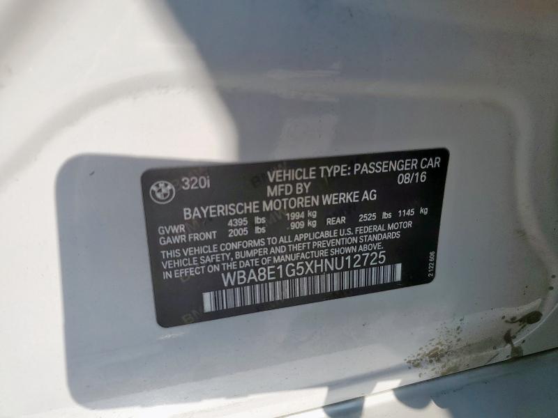 2017 BMW 320 I WBA8E1G5XHNU12725