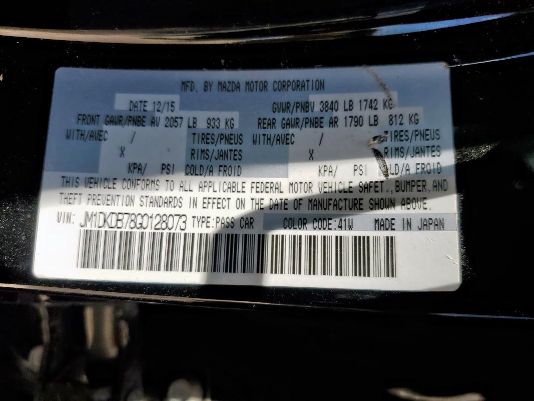 2016 MAZDA CX-3 SPORT JM1DKDB78G0128073