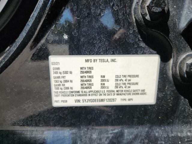 2021 TESLA MODEL Y 5YJYGDEE6MF120287