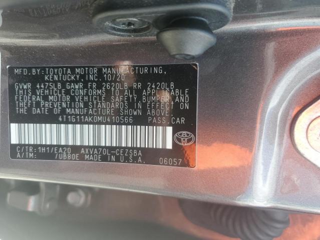 2021 TOYOTA CAMRY SE 4T1G11AK0MU410566