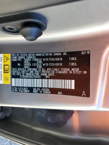 2019 LEXUS RX 350 BAS 2T2BZMCA3KC192402