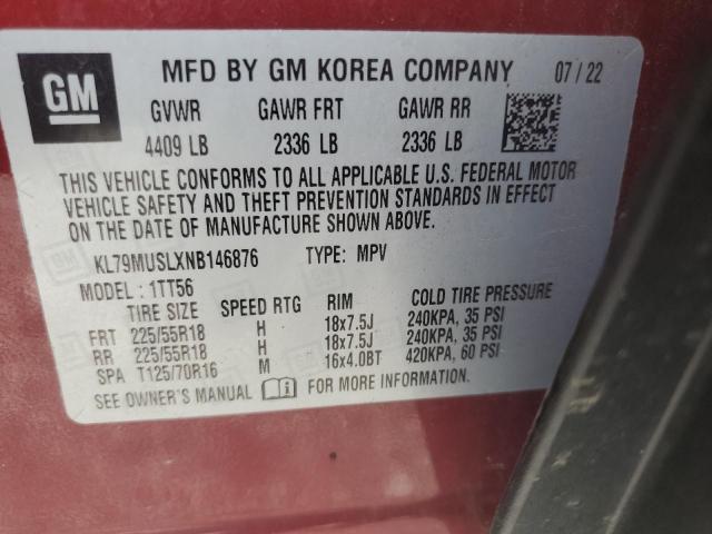 2022 CHEVROLET TRAILBLAZER RS KL79MUSLXNB146876