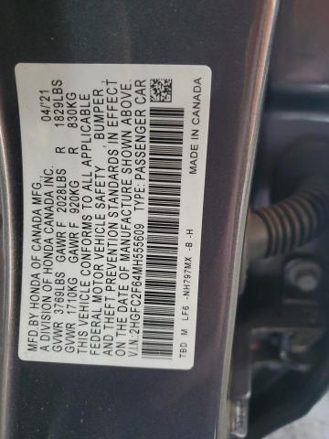 2021 HONDA CIVIC LX 2HGFC2F64MH555609