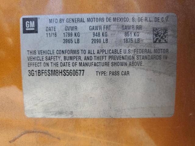 2017 CHEVROLET CRUZE PREM 3G1BF6SM8HS560677