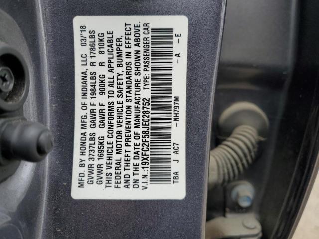 2018 HONDA CIVIC LX - 19XFC2F58JE028752