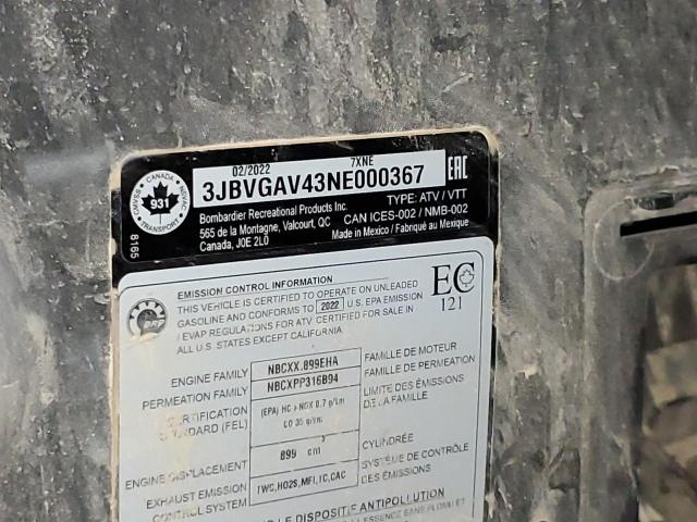 2022 CAN-AM MAVERICK X - 3JBVGAV43NE000367