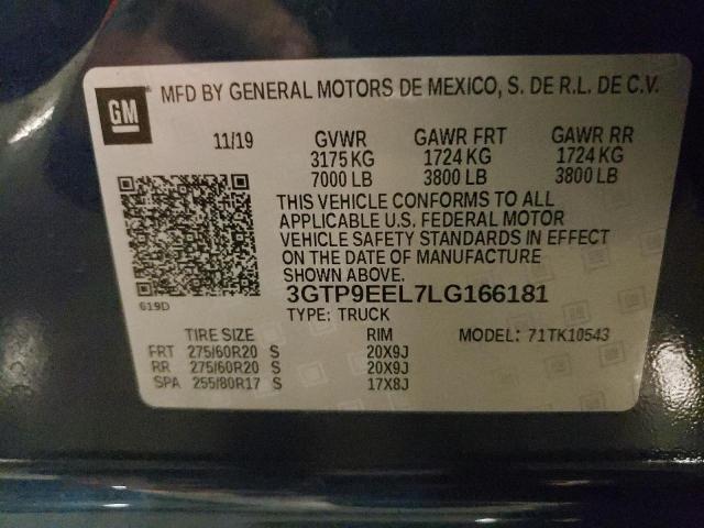 2020 GMC SIERRA K15 3GTP9EEL7LG166181