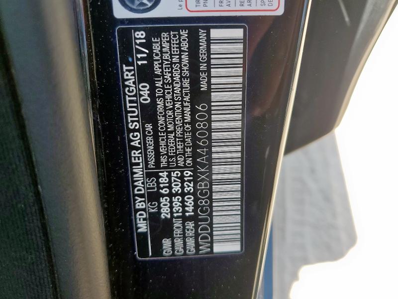 2019 MERCEDES-BENZ S 560 4MATIC WDDUG8GBXKA460806