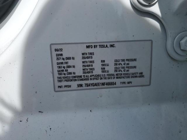 2022 TESLA MODEL Y 7SAYGAEE1NF466654
