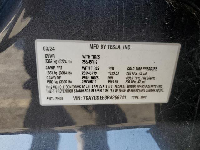 2024 TESLA MODEL Y 7SAYGDEE3RA256741
