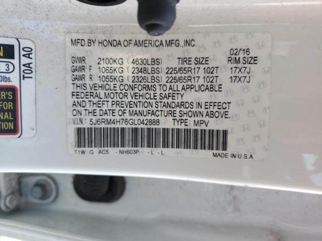 2016 HONDA CR-V EXL 5J6RM4H76GL042888