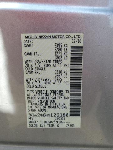 2017 NISSAN MURANO S 5N1AZ2MH3HN126188