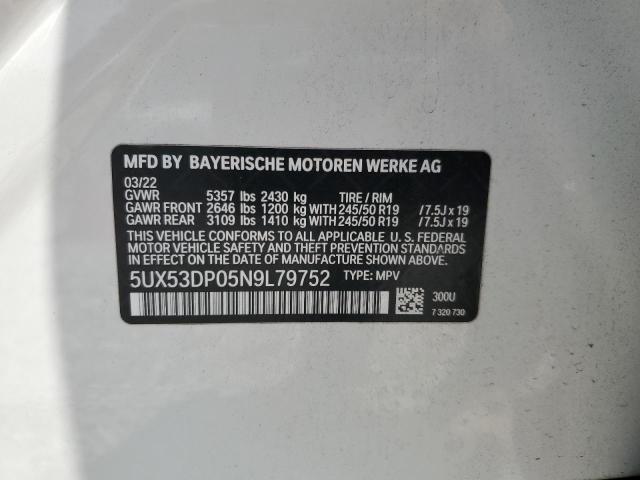 2022 BMW X3 XDRIVE30I 5UX53DP05N9L79752