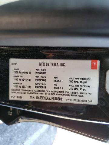 2018 TESLA MODEL 3 5YJ3E1EA9JF040604
