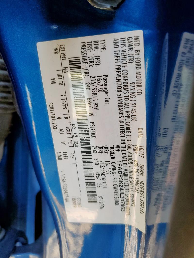 2018 FORD FOCUS SE - 1FADP3K24JL207963