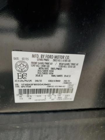 2016 FORD EXPLORER L 1FM5K8F80GGA39423