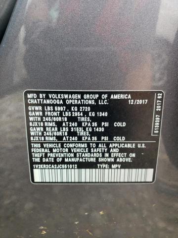 2018 VOLKSWAGEN 356 1V2KR2CA2JC551012