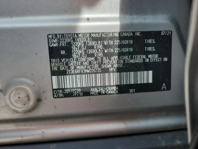 2021 TOYOTA RAV4 XSE 2T3E6RFV3MW026735