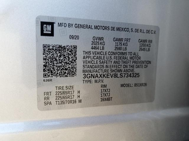 2020 CHEVROLET EQUINOX LT 3GNAXKEV8LS734325