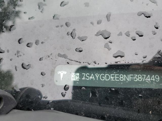 2022 TESLA MODEL Y 7SAYGDEE8NF387449