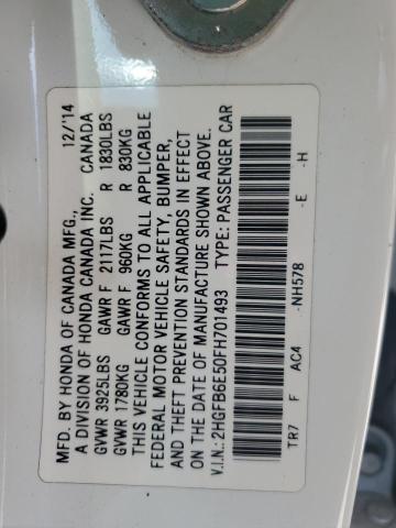 2015 HONDA CIVIC SI 2HGFB6E50FH701493