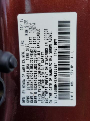 2015 HONDA CR-V EX 5J6RM4H5XFL056287