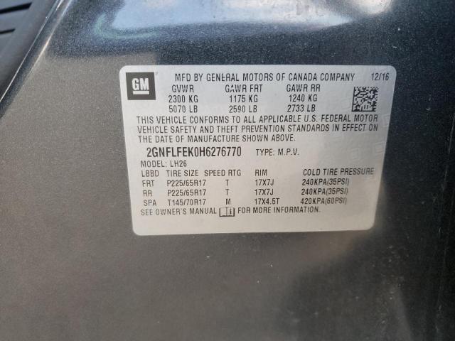 2017 CHEVROLET EQUINOX LT 2GNFLFEK0H6276770
