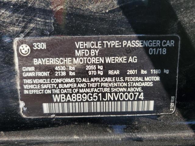 2018 BMW 330 I WBA8B9G51JNV00074